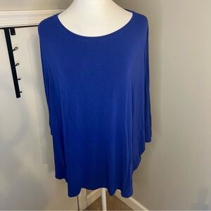 Eileen Fisher Royal Blue Viscose Jersey Dolman Sleeve Boxy Tunic Top M R3VH-2